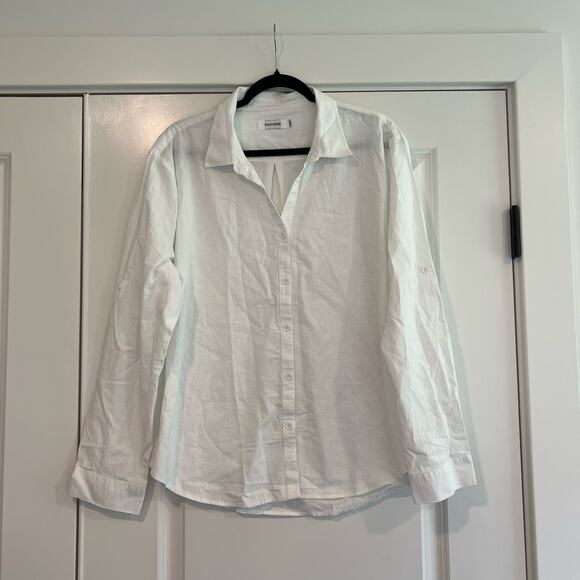 Saovere Women's Longsleeve White Button Down Cotton Linen Size XXL - Picture 1 of 8